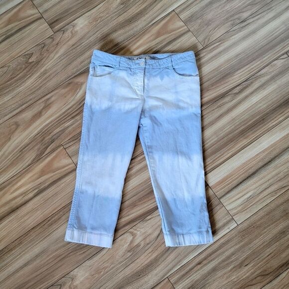 Chloé Glycine Tie Dye Striped Low Rise Boho Capri Jeans in Blue Cloud - Picture 2 of 14